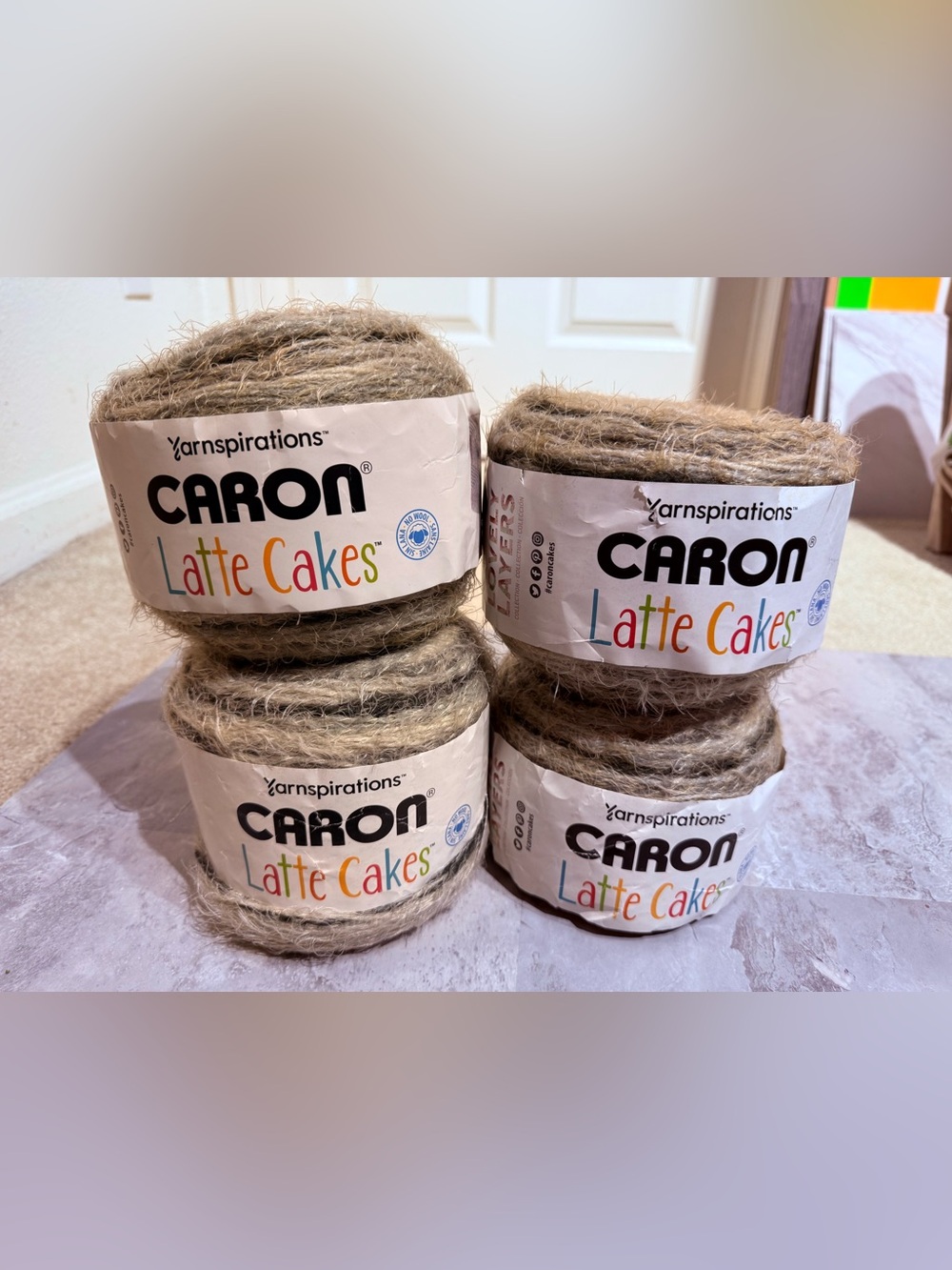 Caron Latte Cakes Yarn lot of 4 - Sugar Pearls - Brand New 8.8oz Cakes Bulk